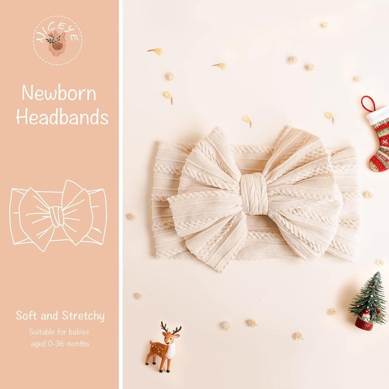 Niceye Handmade Baby Headbands Soft Stretchy Nylon Hair Bands with Bows for Newborn Infant Baby Toddler Girls- Pack of 6 - Image 2